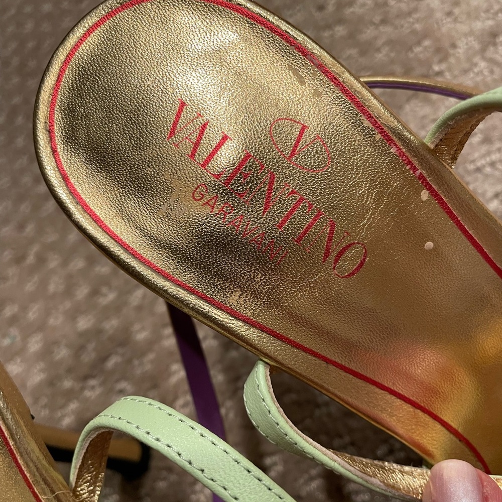 Valentino Garavani Gold Multi-Color Strappy Heels - Picture 2 of 5